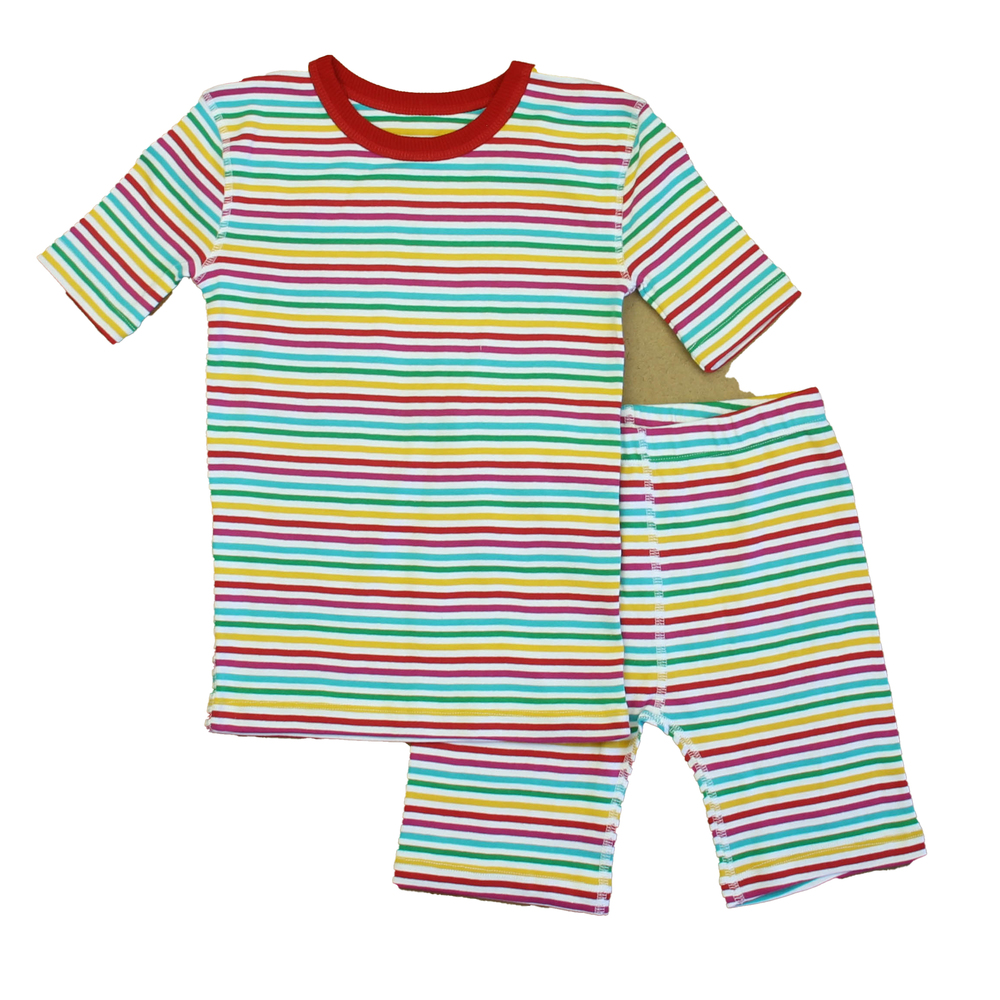 Mightly Unisex Rainbow Stripe 2-piece Pajamas size: 6-14 Years